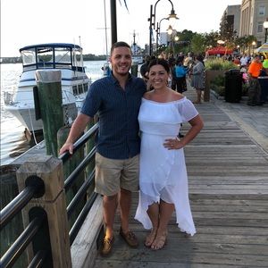 White flowy off the shoulder dress